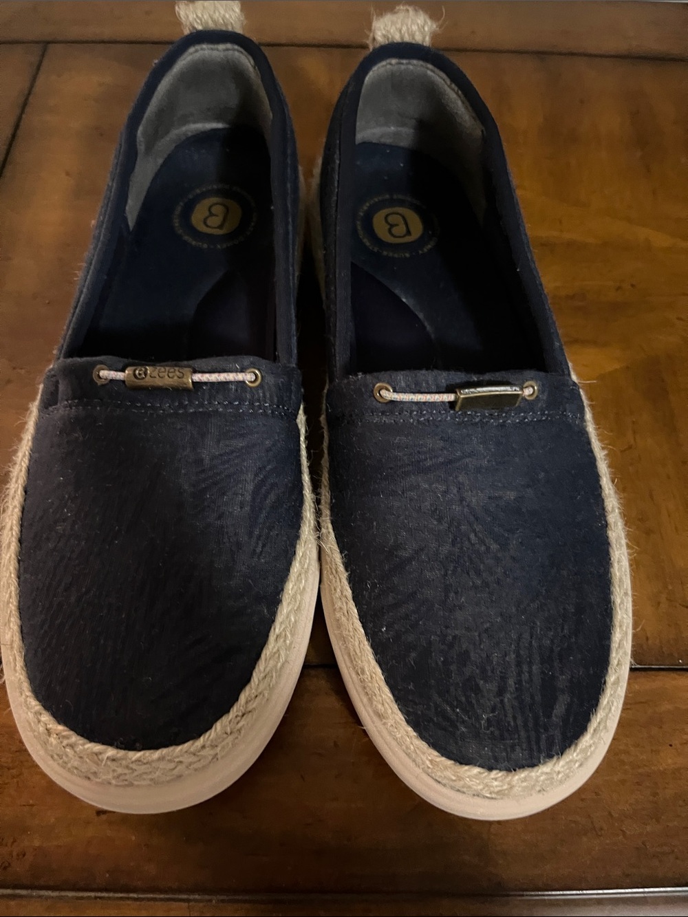Bzees Navy Slip-On Espadrille Mules with Jute Trim